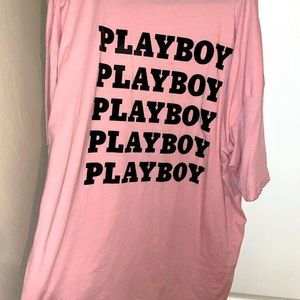 Pink Playboy Missguided oversized shirt